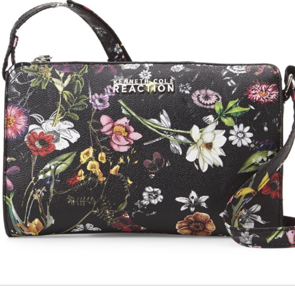 Kenneth Cole Reaction Black Floral Crossbody purse